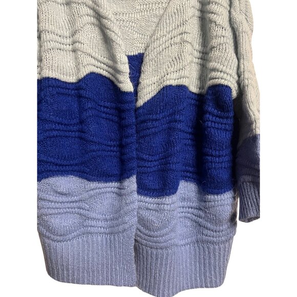 Promesa Women Oversized S Color Block Blue Knit Cardigan Sweater Grandma Core - Picture 5 of 14